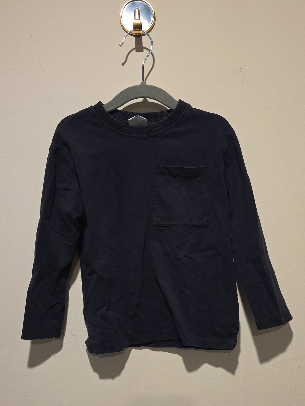 Zara Kids Long-Sleeve Pocket Tee - Black 3 4